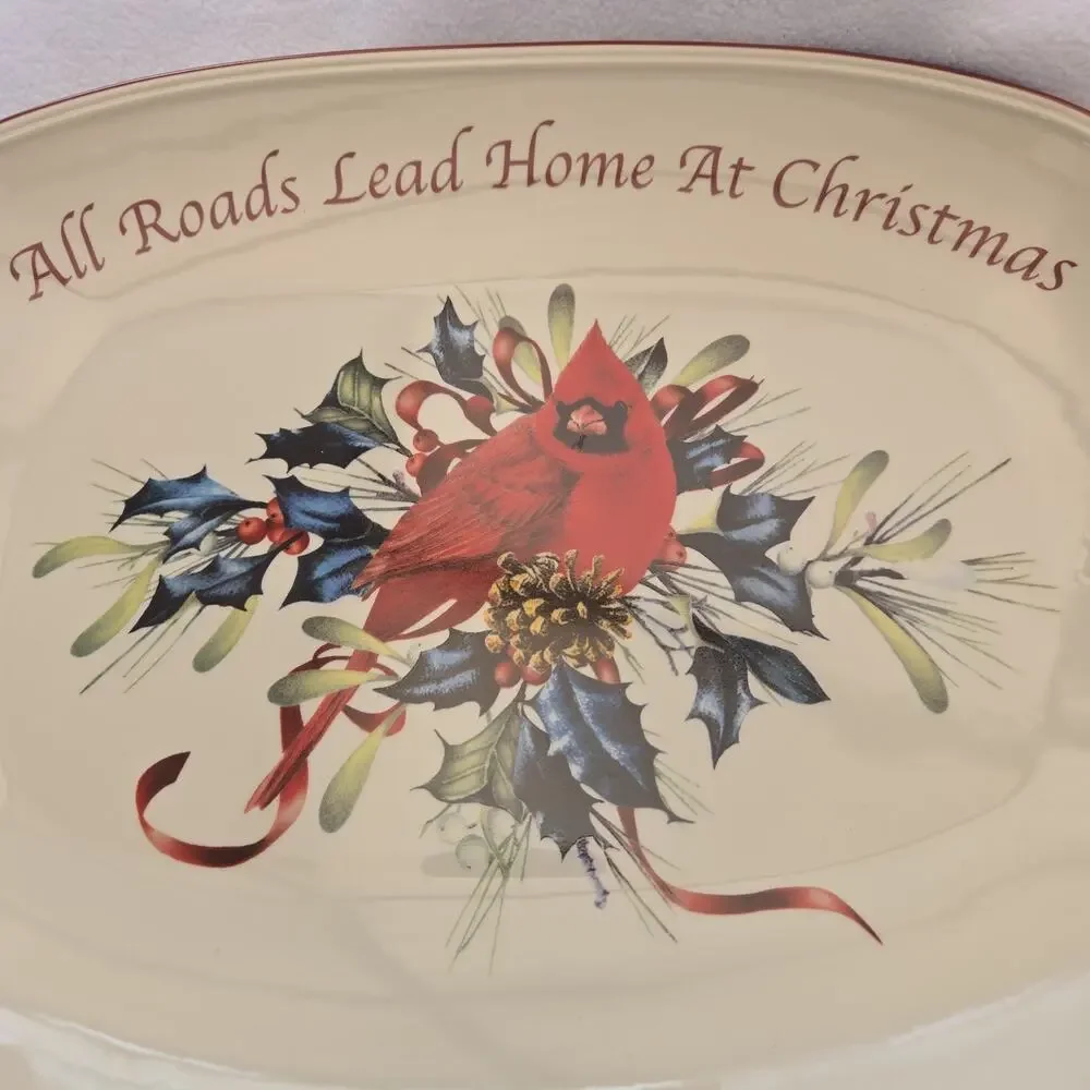 NEW NIB ~ Vtg LENOX WINTER GREETINGS All Roads Lead Home Serving Platter Tray